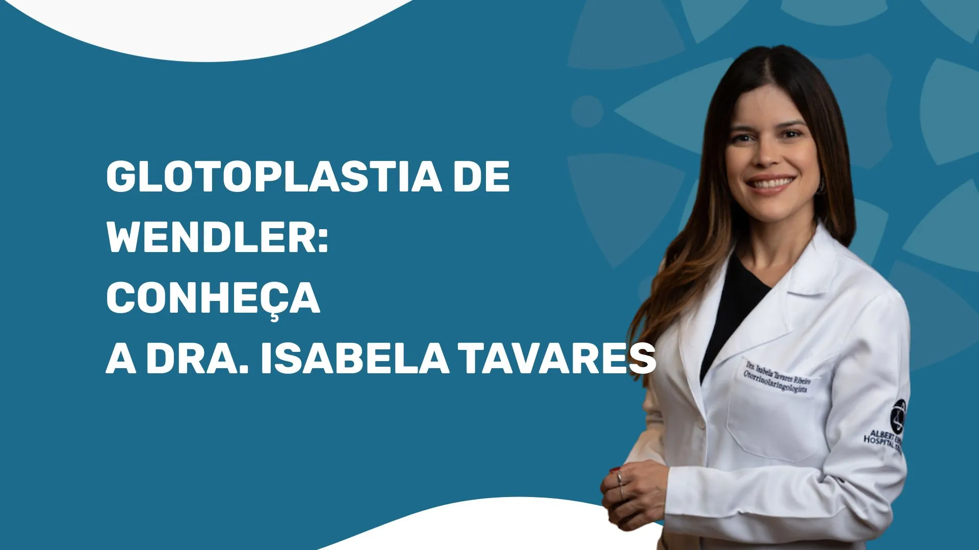 Banner com a Dra. Isabela Tavares, especialista em glotoplastia de Wendler, ao lado da frase “Feminilização vocal definitiva com segurança e acolhimento – Atendimento particular em São Paulo – SP”. Imagem voltada para mulheres trans e pessoas não binárias que buscam mudar o timbre da voz com cirurgia.