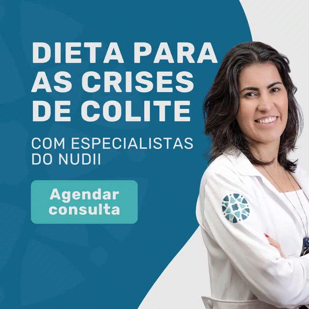 Crise de Colite: como a alimentação influencia os sintomas 1 NuDii: Olá, vim do site e gostaria de mais informações sobre consulta com os especialistas do Núcleo de Doenças Inflamatórias Intestinais - Crise de Colite