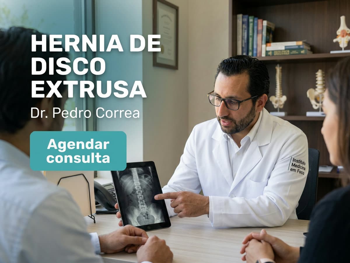 Hernia de disco extrusa: hora de pedir 2ª opinião? 2 Ortopedist de colun analisando ressonanci d lombar com o paciente. — herni de disco extrus